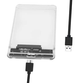 T Tersely 2.5-Inch SATA to USB 3.0 Tool-Free External Hard Drive Enclosure Adapter Case, Transparent LED Indicator 7mm/9.5mm SATA I/II/III/SSD/HDD Data Transfer PC/Laptop [Support UASP][Auto Sleep]