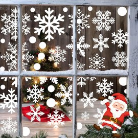 Christmas Window Snowflakes Stickers for Glass Windows, Christmas Window Clings Christmas Decorations for Kids Christmas Party Decorations 9 Sheets 165pcs