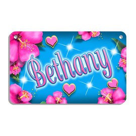 Bicycle License Plate Pink Hearts & Flowers Personalize Gifts
