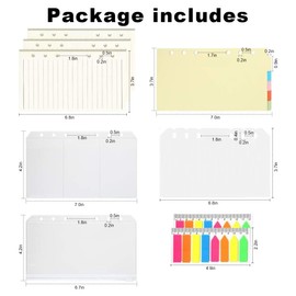 VIVIIHOO Notebook A6 Refillable with Ring Binder, Index Cards, Dividers & Index - Budget Binder with Calendar Inserts & Folder - Lined Note Paper, 135 Sheets