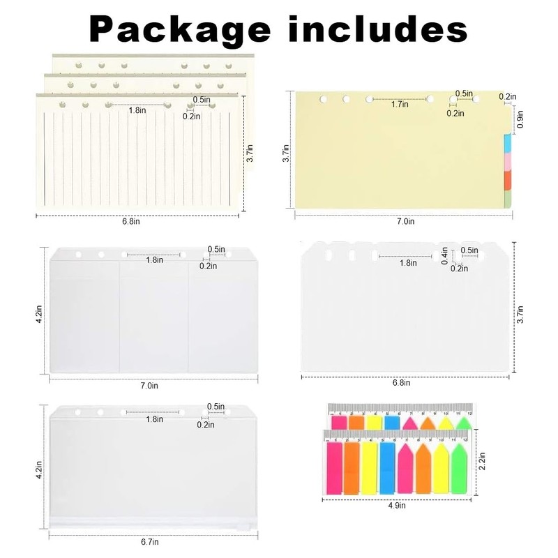 VIVIIHOO Notebook A6 Refillable with Ring Binder, Index Cards, Dividers