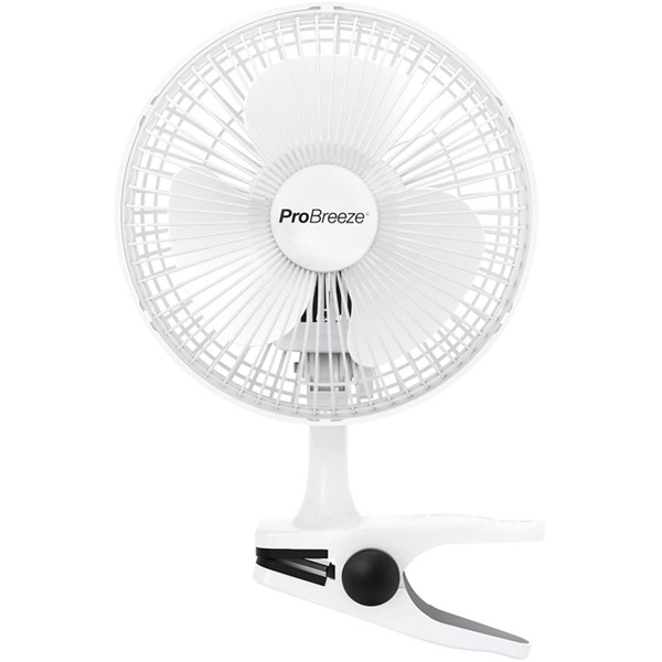 Pro Breeze™ Mini Fan with Clip, Very Quiet, 20 cm Diameter, 2 Speed Settings, Ideal as Table Fan