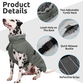 Queenmore Dog Jackets for Largeb Breeds, Large Dog Coats Winter Waterproof, Thick Fleece Lining Pet Coats for X-Large Dogs Winter, Blue, XL