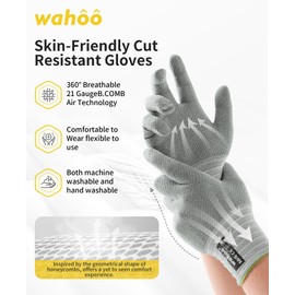 wahoo Food Grade Cut Resistant Gloves, 21 Gauge B.COMB Air, Cut Proof Level 5, Extreme Lightweight, Thin, Breathable, ANSI A4, Sea Foam, Small
