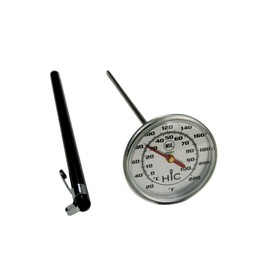HIC Kitchen Roasting Instant-Read Meat Thermometer, Big Shatterproof Face, Stainless Steel, Protective Cover, Temperature Chart