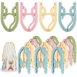 Pack of 16 Foldable Clothes Hangers, Travel Hangers, Foldable with Drawstring Bag, Delivered Space-Saving, Foldable Travel Hangers for Home, Hotel, Travel, Camping (4 Colours)