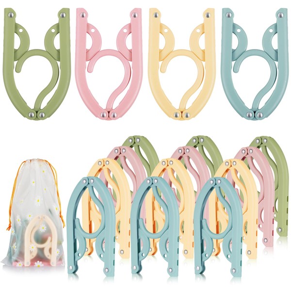 Pack of 16 Foldable Clothes Hangers, Travel Hangers, Foldable with