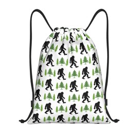 Gianlaima Sasquatch Black Bigfoot Art Funny Drawstring Bags Backpack Bag Sport Gym Sack String Bag Yoga Dance Travel Bag For Men Women