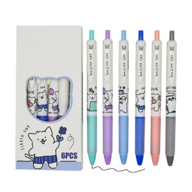 Maydahui 12 Pcs Fashionable Cat Ballpoint Pen, 0.5mm, Black, Ink, Cute, Knockable, Animal, Cat, Pen, Gel Ballpoint Pen, Easy to Apply, Stationery, Office Gift