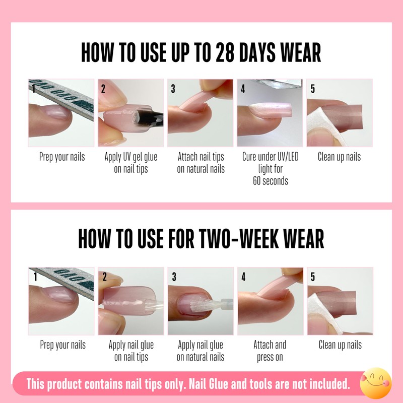 NOVO OVO Short Square Nail Tips 150Pcs Cat Eye, Light