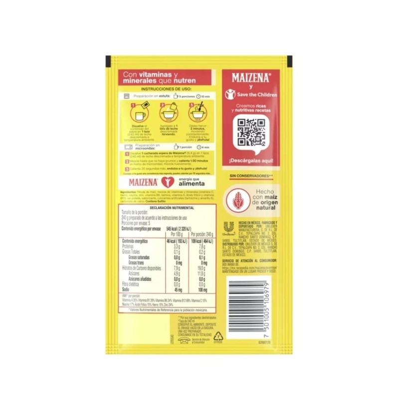 maizena Fécula de maíz Maizena atole fortificadosab