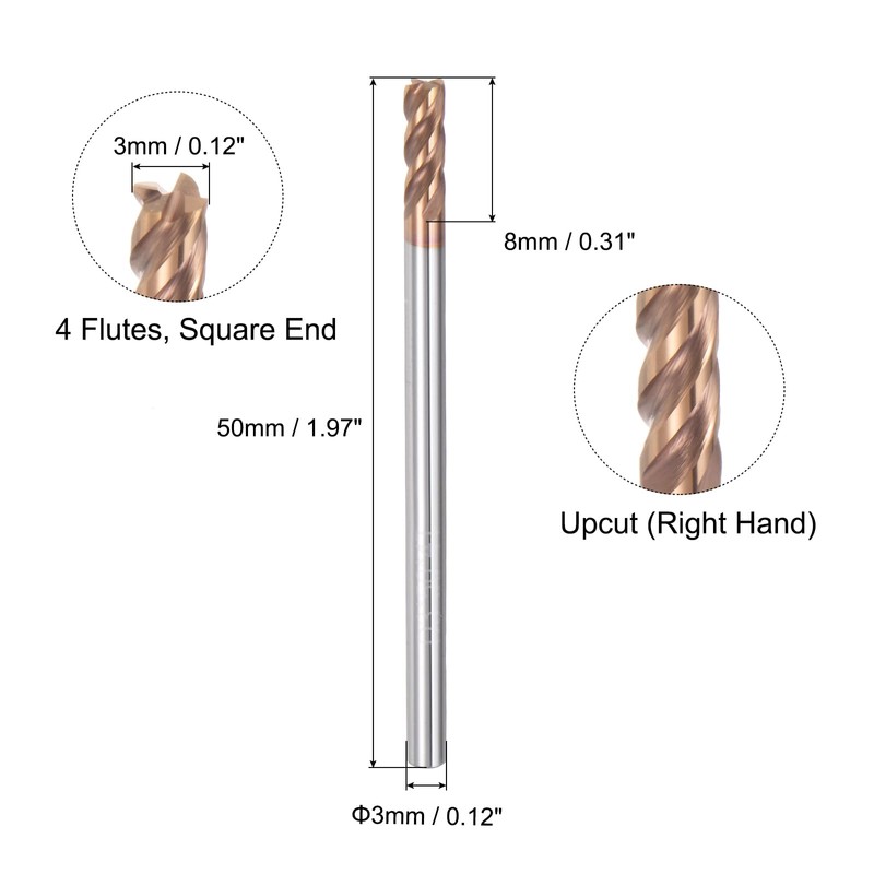 sourcing map 5pcs 3mm Dia 3mm Shank Square Nose End
