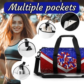 Sports Duffel for Cheerleaders, Cheer Bag for Women, Travel Duffle Bag, Weekender Bag, Cheerleading Gym Bag (Blue&Red)