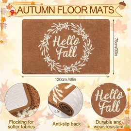 HunnmingRe Hello Fall Door Mat Welcome Autumn Thanksgiving Orange Outdoor Rug 48 x 30 Inch Floor Mat Non Slip Autumn Harvest Vintage Bathroom Thanksiving Decor Welcome Mats