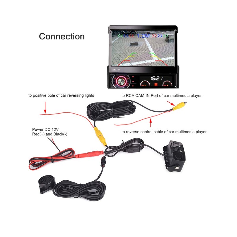 ERISIN 170° Rear View Camera with Auto Parking Sensor Reversing