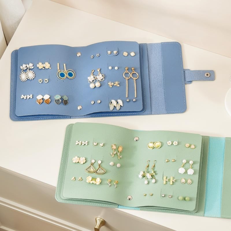 Csinos Jewelry Organizer, Portable Earring Holder Pu Leather Travel Jewelry