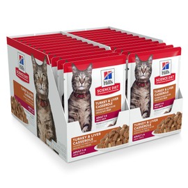 Hill's Science Diet Adult Wet Cat Food Pouches, Turkey & Liver Casserole, 2.8 oz., 24 Pack