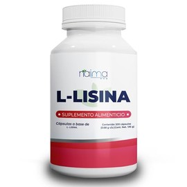 NAIMA, L-Lisina, 200 cápsulas | Suplemento Alimenticio 100% Puro | Ingredientes Naturales, Sin Aditivos | Bienestar General, Recuperación y Protección | Energía y Vitalidad