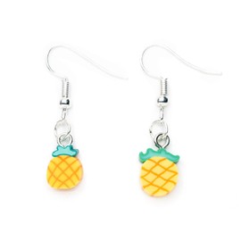 Miniblings Pineapple Earrings Tropical Fruit Fruit Summer Disc Yellow Green – Handmade Fashion Jewellery I Earrings Silver Plated, Polymer Clay