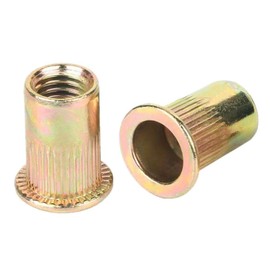 Maozaa Rivet Nuts, 100pcs M4 Rivet Nut, Carbon Steel Rivnut Flat Head Threaded Insert Nut Knurled Body