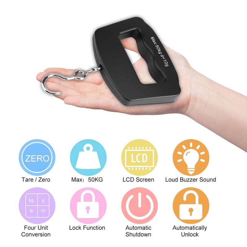 50kg/10g Mini LCD Digital Hanging Luggage Scales Fishing Hunting Weight