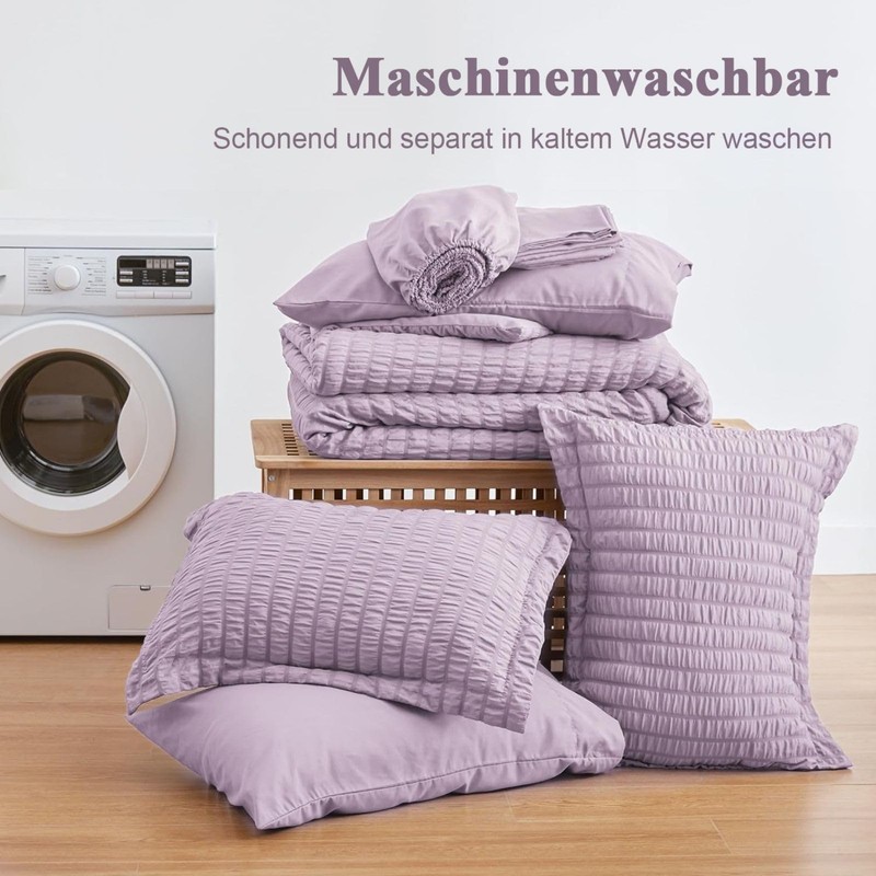 Freyamy Seersucker Bed Linen 135 x 200 cm 2-Piece Purple