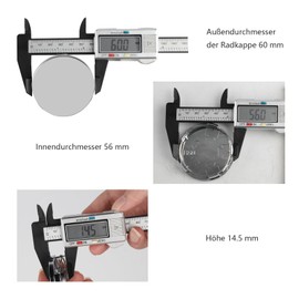 Pack of 4 Wheel Hub Caps for Wheel Rim Caps, Hub Cap ID 56 mm OD 60 mm, Wheel Hub Cap, Car Hub Cover, Universal ABS Hub Caps for Car Accessories, Wheel Hub Cover, Silver