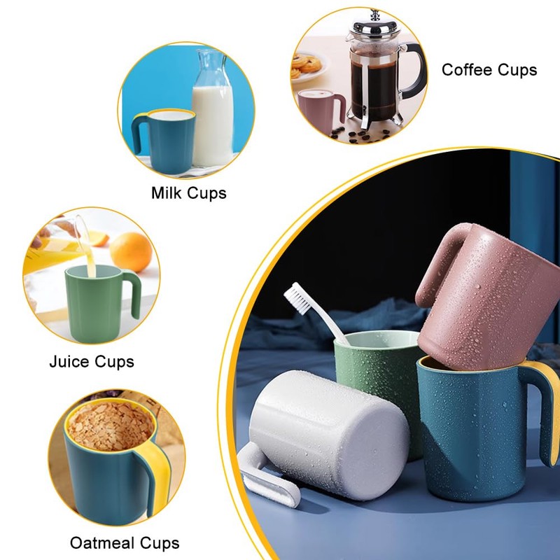 SIYINGSAERY Coffee Cups, Coffee Cups, Plastic, Set of 4, 450