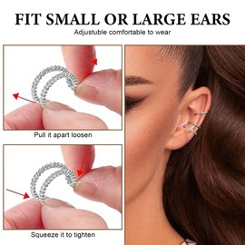 13 PCS Ear Cuff No Piercing Adjustable Silver Ear Cuffs Plated Fake Earrings Set Clip on Earrings Women Helix Cartilage Wrap Earrings Clip for Women Girls Without Ear Piercings