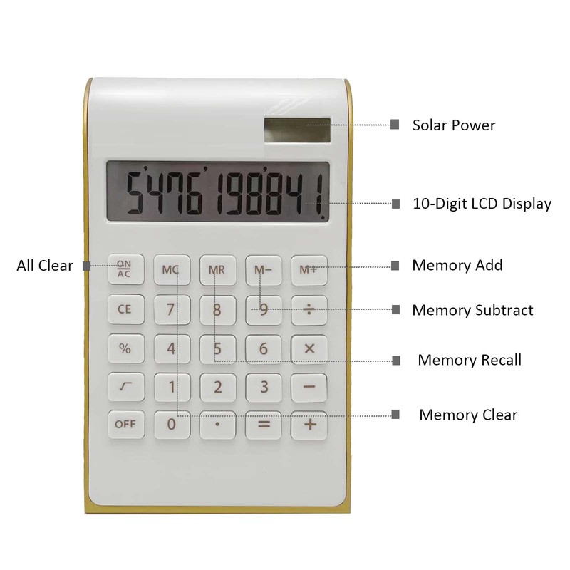 Calculadora solar Gold con función estándar, calculadora de computadora LCD,