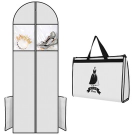 Geyoga Portable 70" Wedding Dress Garment Bag Foldable Bride Bag with Accessories Pouch Pockets Large Travel Garment Cover for Gowns Long Dress Cover for Women
