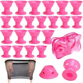 40 Pcs Pink Magic Hair Rollers Include 20pcs Large Silicone Curlers and Small - Color: Pure Black