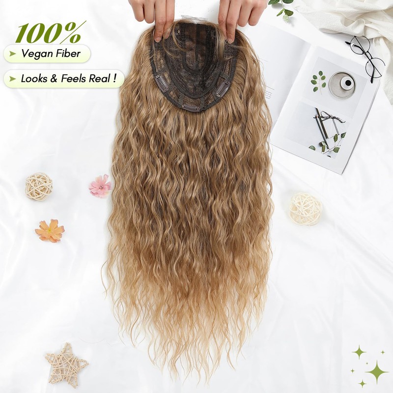 20" Curly Hair Topper for Women, Instant Style Transformation
