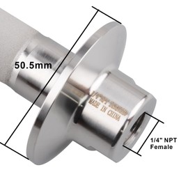 DERNORD 1.5" Tri-Clamp Diffusion Stone, 2 Micron Aeration Stone, Carbonation Stone with 1/4" NPT CO2 inlet (6" Length, 1/4" Female NPT)