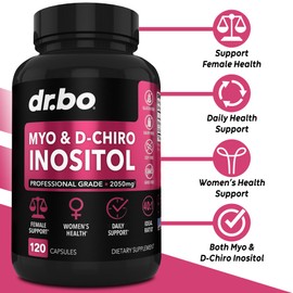 Myo-Inositol & D-Chiro Inositol Supplement Capsules - 40:1 Ratio Inositol Supplement for Women 2050mg with Vitamin B8 Pills - Natural Supplements for Female Women Support & Womens Health 120 Capsules