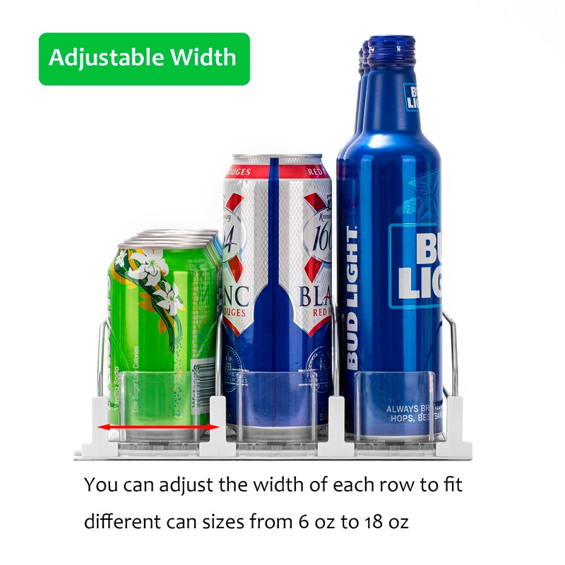Rula Drink Organizer for Fridge, Width Adjustable Water Bottle Pusher