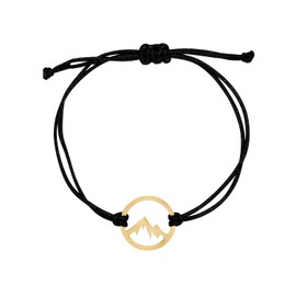 Nuoli® Berg Bracelet (Adjustable 14-20 cm) Black Fabric with Stainless Steel Pendant, Fabric