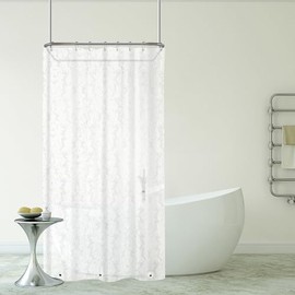 Clawfoot Tub Shower Curtain Heavy Duty 180x70Inch Clear Liner All Warp Around Extra Wide 36 Metal Hooks Bath Curtain for Clawfoot Stand Up Tub Bathroom PEVA Plastic Durable Waterproof Liner,Silk