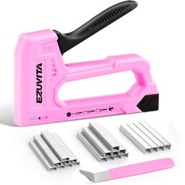 EZUVITA Light Duty Staple Gun for Wood, Pink Upholstery Staple Gun Kit with 2000pcs JT21 Staples 1/4, 5/16, 3/8 inch and Staple Remover, Stapler Gun for Crafts, DIY, Classroom, Decoration