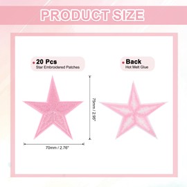 uxcell 20Pcs Iron on Star Patches, Sew on Star Embroidered Patches, Decorative Repair Patch Applique for DIY Crafts Backpacks Bags Hats Clothes, 75mm Pink
