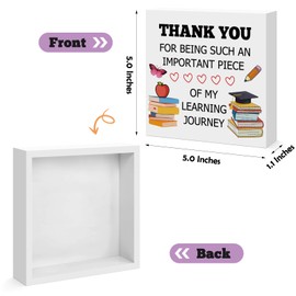 Teacher Appreciation Gifts Engraved Wooden Block Sign Desk Decor Sign for Teacher Graduation Christmas Birthday Thank You Gifts for Teacher Mentor Friends Classmate Study Partner