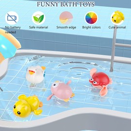 twoonto Bath Toys, Wind Up Bath Toys 4 Pcs for Baby Kids Bathtub Toys Bathroom Float Toy for Toddler Boys Girls 0 1 2 3 4 Years Old