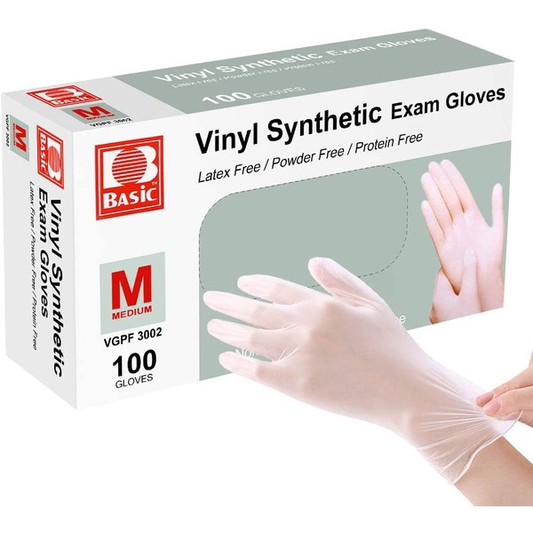 Disposable Gloves, Squish Clear Vinyl Gloves Latex Free Powder-Free Glove Health Gloves for Kitchen Cooking Food Handling, 100PCS/Box, Medium