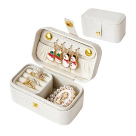 Aylashine Mini Jewelry Box Travel Portable Accessory Storage Box Cute Jewelry Storage Box — PU Leather Material with Ring Holder for Women and Girls Portable with Magnetic Adsorption Can Store Various