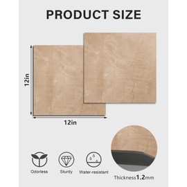 ACCOR HOME 12" x 12" Peel and Stick Floor Tile, 10 Tiles Water-Resistant Vinyl Flooring, Cemalin Marble Peel and Stick Tile for Kitchen, Bedroom, Self Adhesive DIY Peel and Stick Flooring