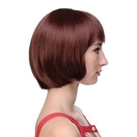 WIG ME UP - Lady Quality Wig Short Page Bob Fringe Bangs Warm Reddish Brown Redbrown 703-35