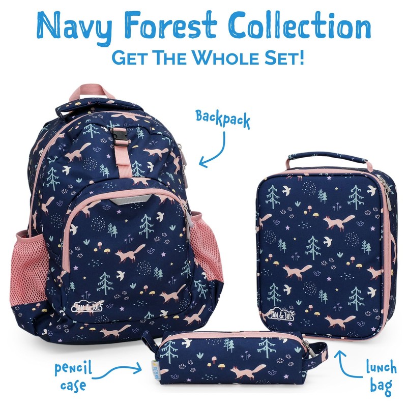 Jan & Jul Little Xplorers Kids' Backpack (Navy Forest, One