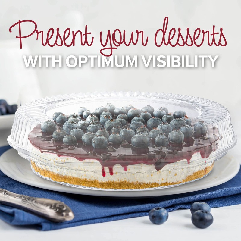 Supellectilem 9" Plastic Disposable Pie Containers with Hinged Locking Lids