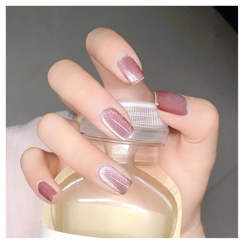 SEMTIM Nail Tips, 24 Pieces, Medium, Short, Round False Nails,
