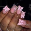 Luxury Rhinestone Press on Nails Short Duck Handmade 3D Bow